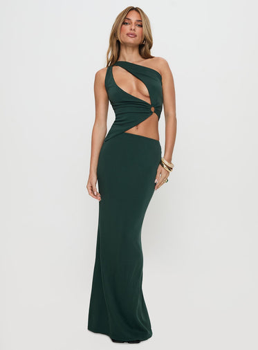 Diablo Cut Out Maxi Dress Forest Green