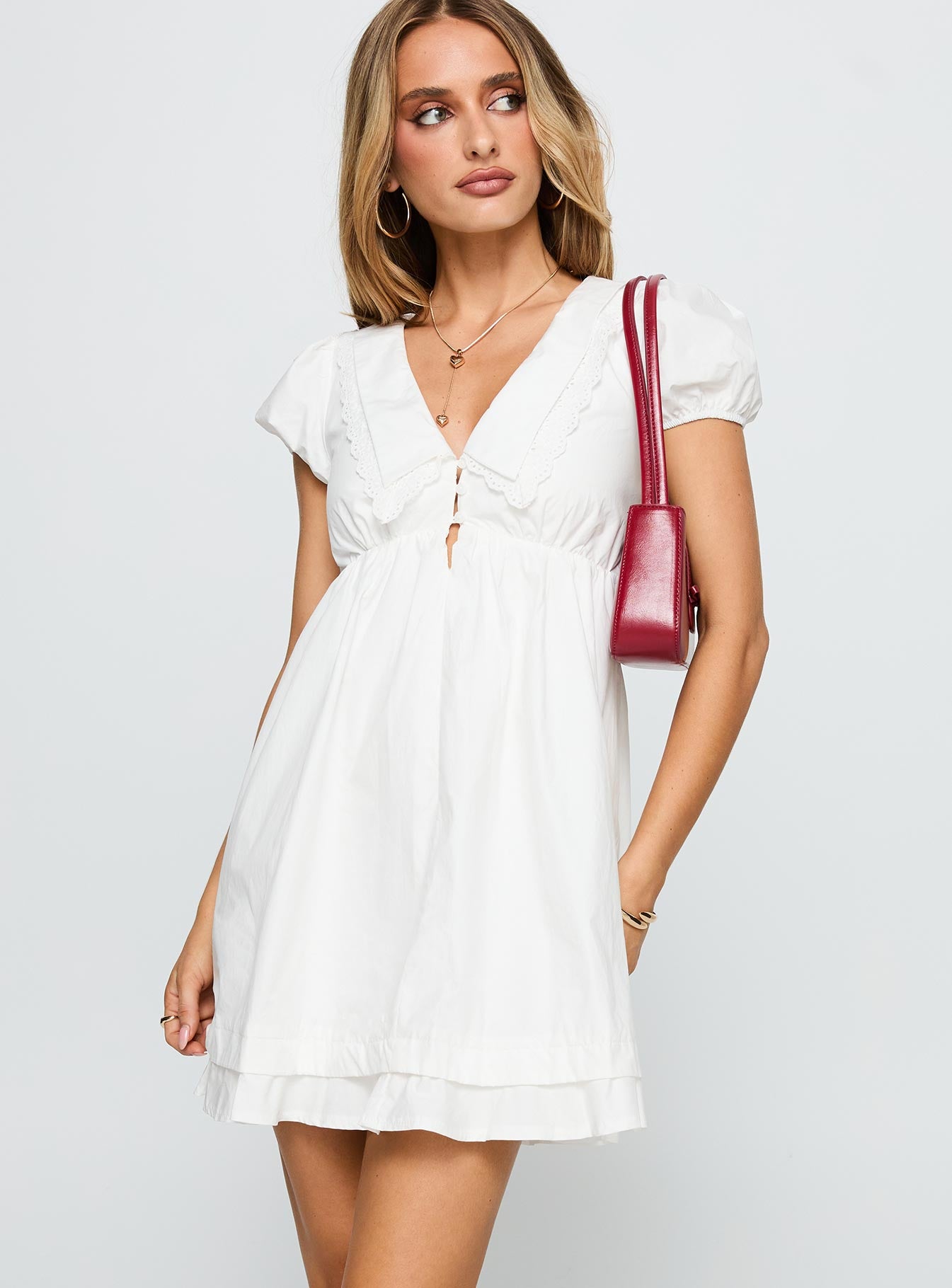 Sailoh Puff Sleeve Baby Doll Mini Dress White | Princess Polly Sailoh Puff Sleeve Baby Doll Mini Dress White | Princess Polly