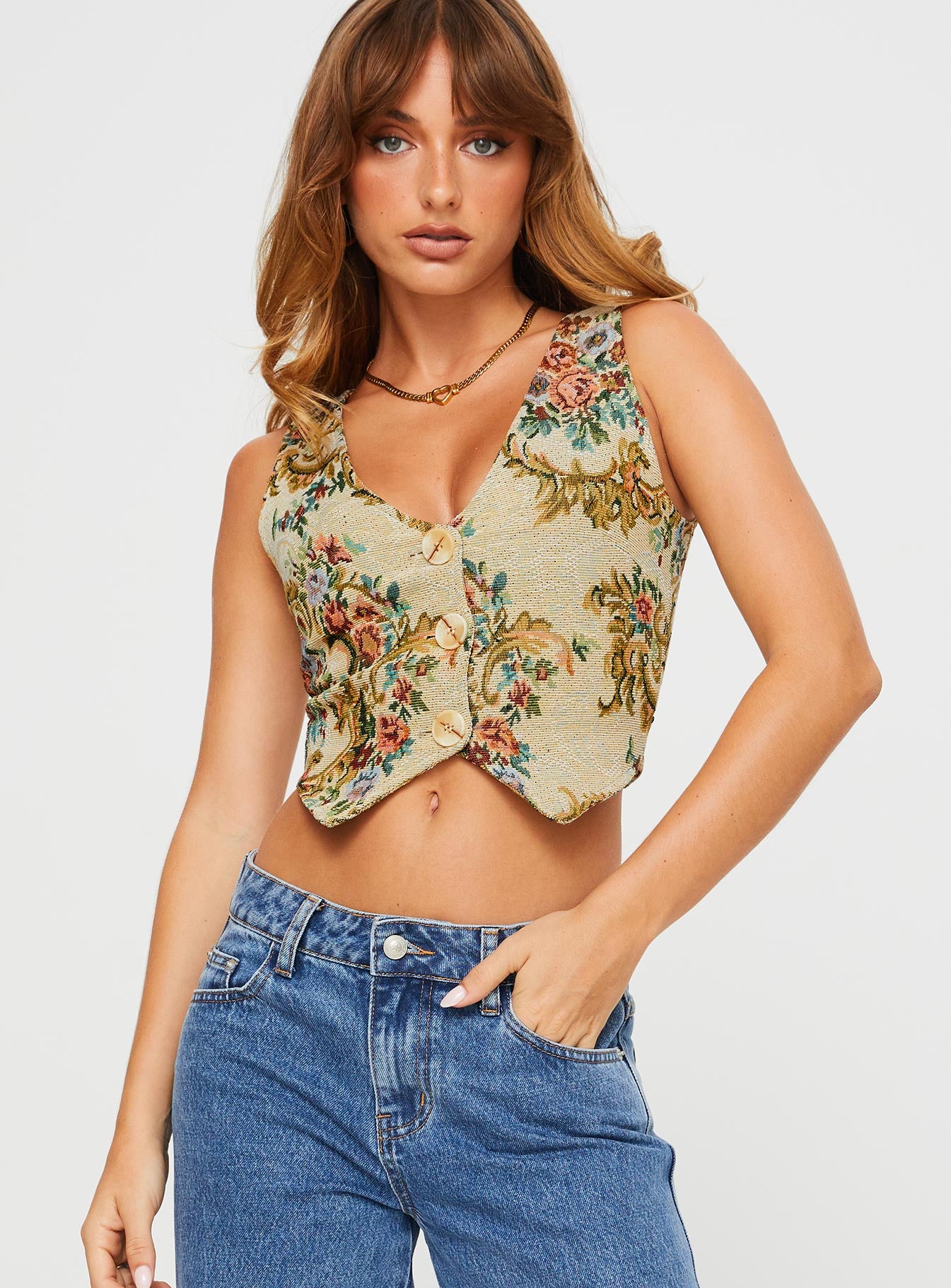 Brinna jacquard vest top multi