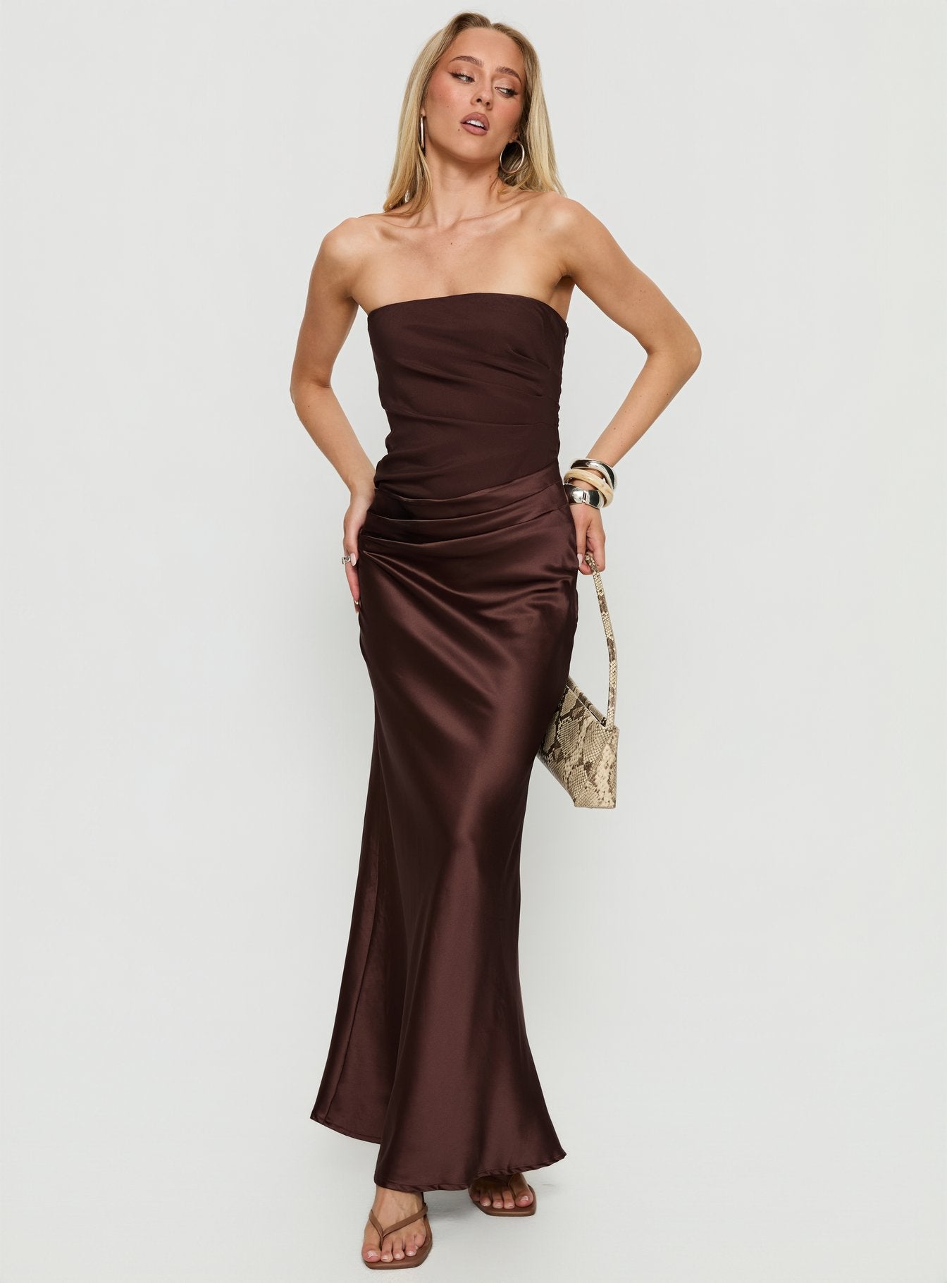 Lulita Strapless Maxi Dress Brown | Princess Polly Lulita Strapless Maxi Dress Brown | Princess Polly