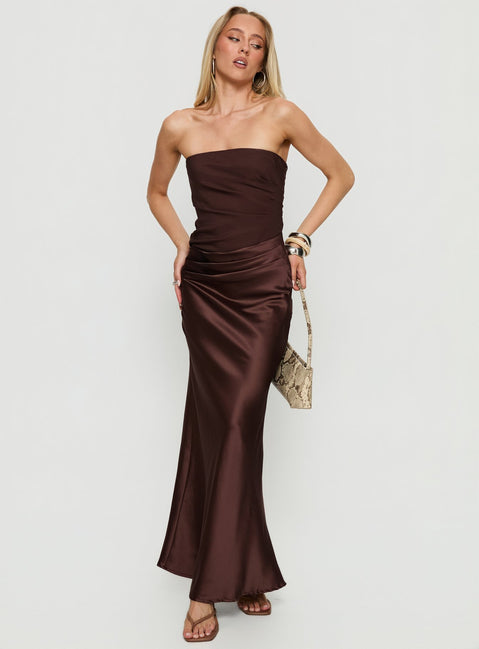 Lulita Strapless Maxi Dress | Brown | Womens