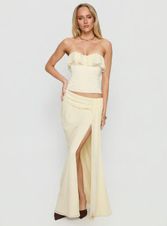  front view of model wearing Princess Polly Holliann Draped Maxi Skirt Butter Maxi Skirts 