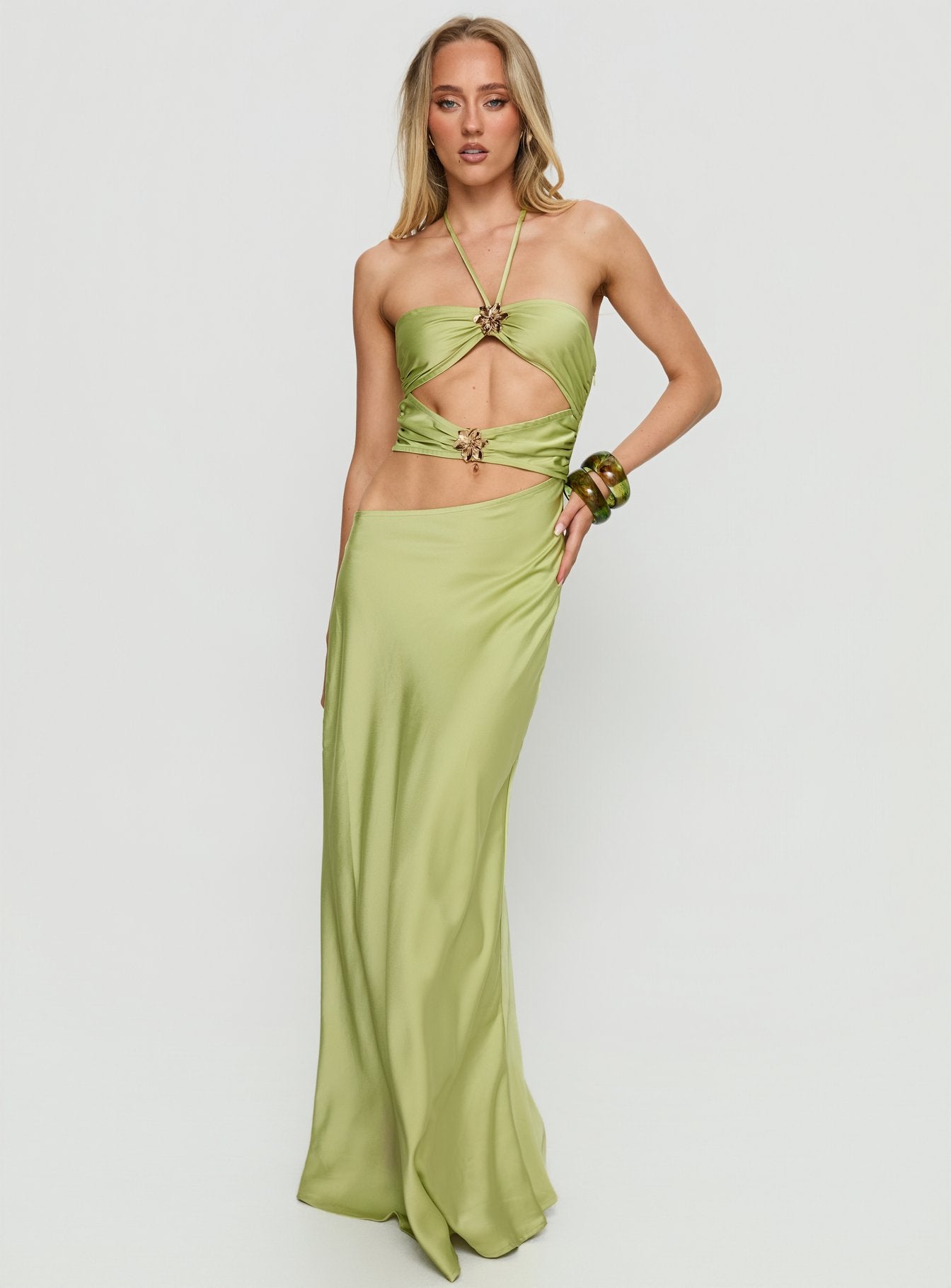 Morissa Halter Cut Out Maxi Strapless Dress | Green | Womens | Princess Polly Morissa Halter Cut Out Maxi Strapless Dress | Green | Womens | Princess Polly
