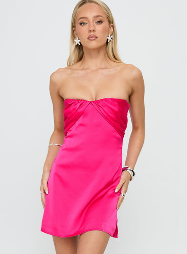 Irena Strapless Mini Dress Hot Pink