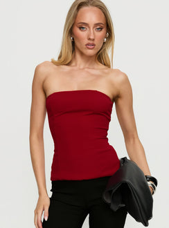 Loreto Strapless Tie Back Top Red
