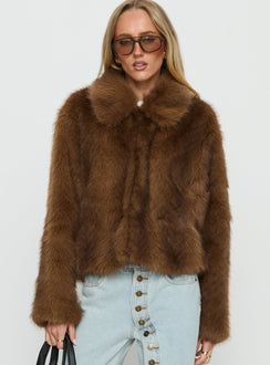 Dawnn Faux Fur Jacket Brown