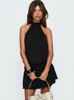 Lealeia Halter Slouch Mini Dress Black