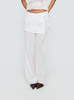 Claudie Layered Lace Straight Leg Pants White