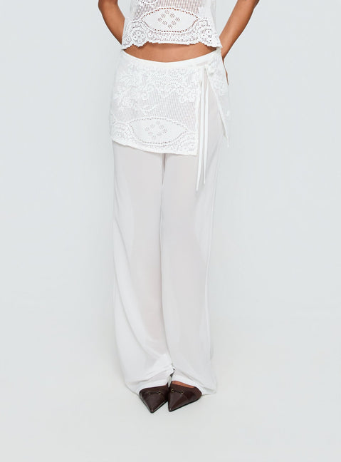 Claudie Layered Lace Straight Leg Pants White