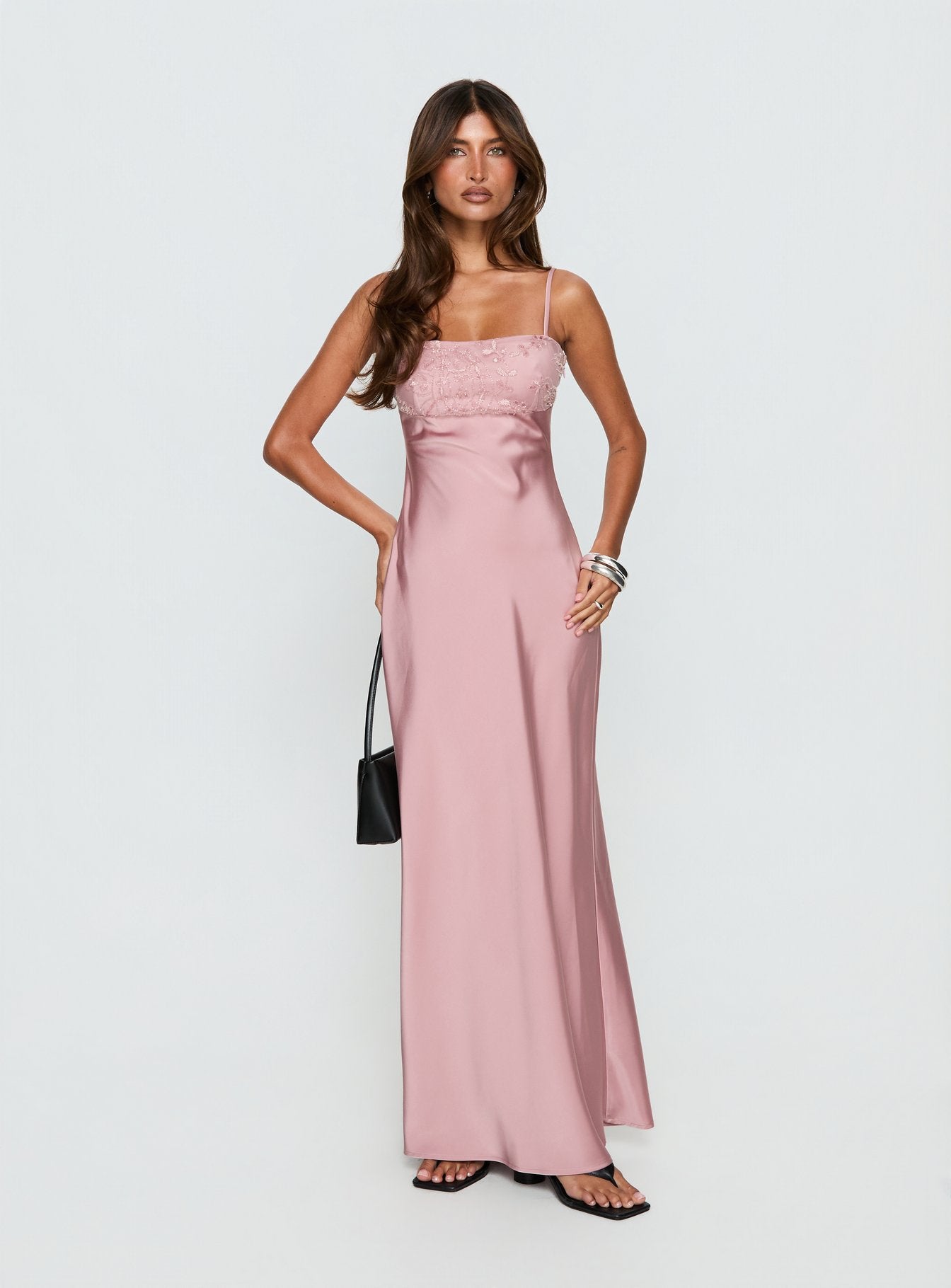 fitted lace wedding dress Nolira Sequin-Embellished Halterneck Maxi Dress in Pink main image 0
