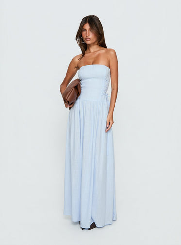 strapless open back dress Georgia Midi Dress Navy Lower Impact main image 1