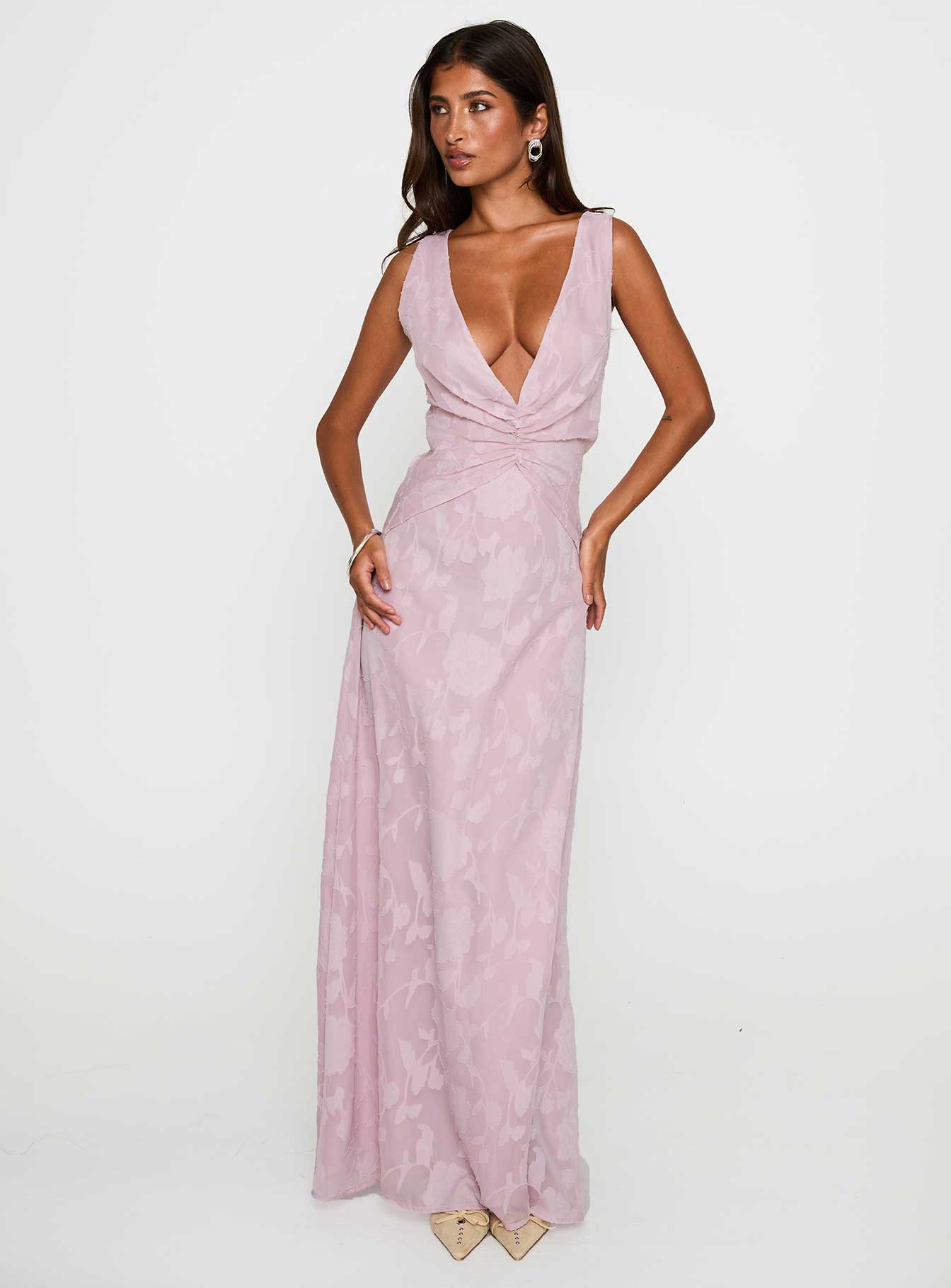 Frederica Plunge Burnout Maxi Dress | Mauve | Womens | Princess Polly Frederica Plunge Burnout Maxi Dress | Mauve | Womens | Princess Polly