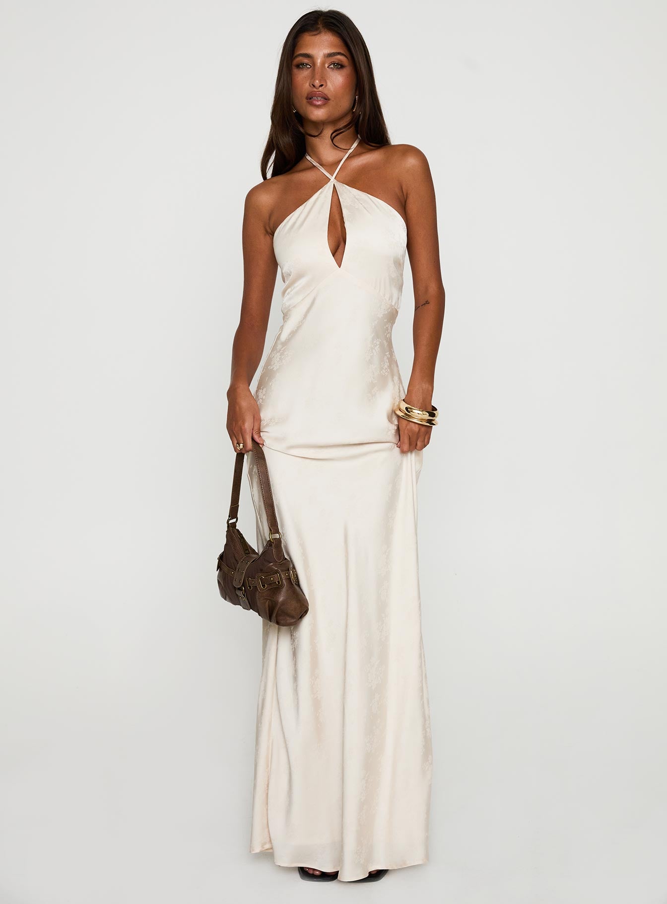 Limosina Halter Maxi Dress Champagne | Princess Polly