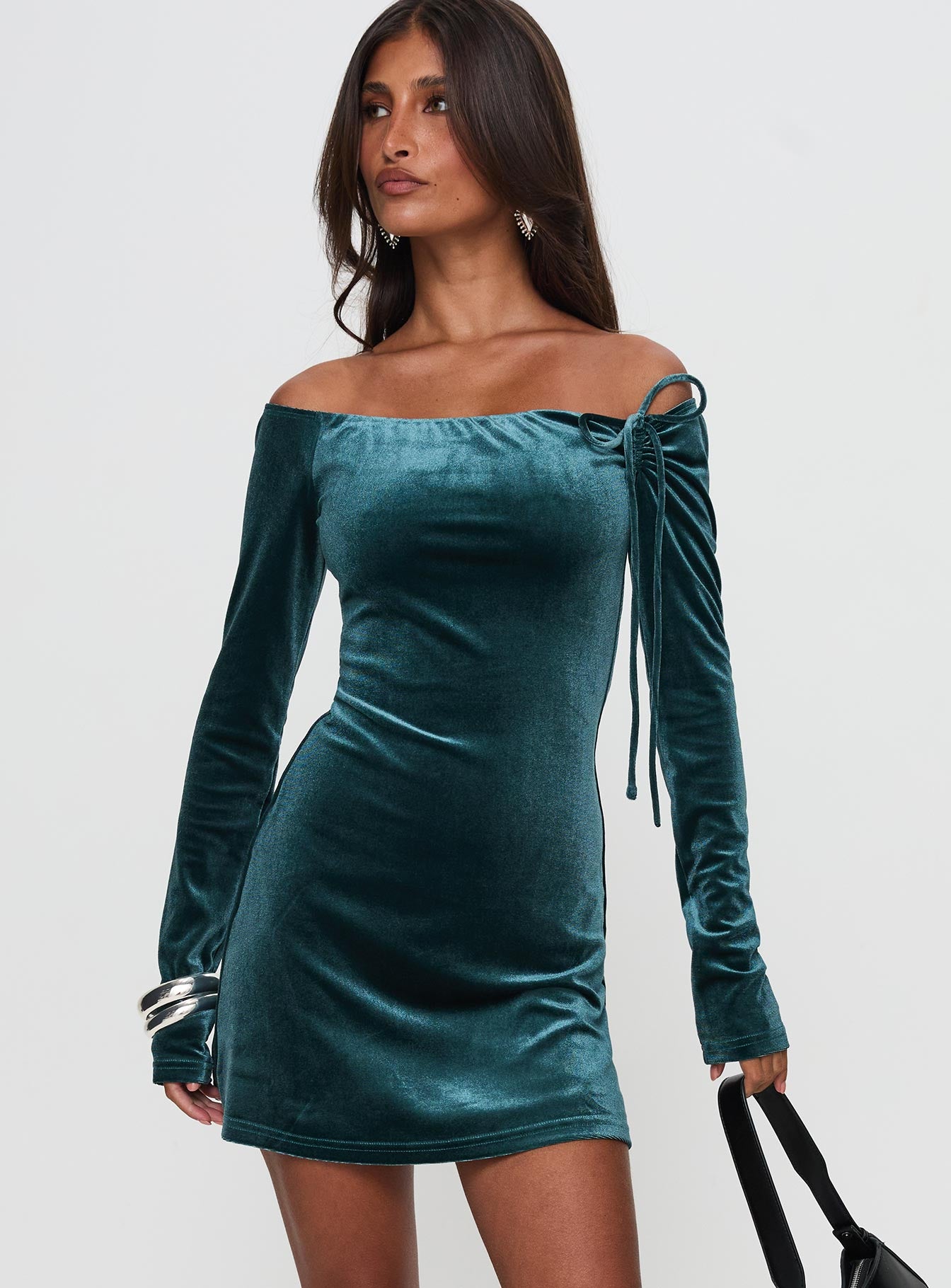 Intertwine Long Sleeve Mini Dress Forest Green | Princess Polly Intertwine Long Sleeve Mini Dress Forest Green | Princess Polly