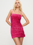 Layney Sequin Mini Dress Hot Pink