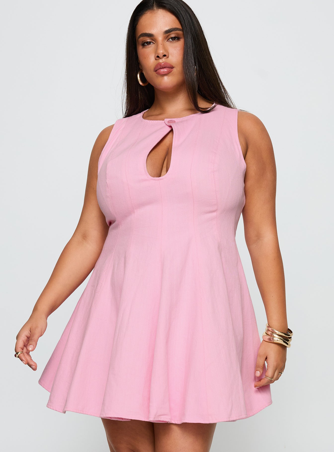 plus size pink mini dress Precedence Keyhole Mini Dress Pink Curve