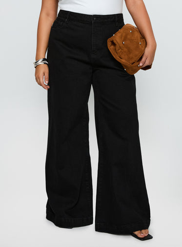 Goldie High Rise Wide Leg Jeans True Black Curve