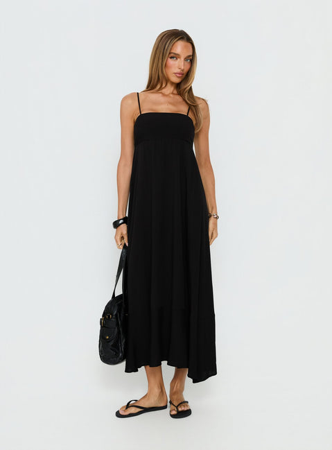 black square neck formal dress Spaghetti Straps Square Neckline Black Long Prom Dress main image 0