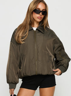 Say Less Bomber Jacket Khaki