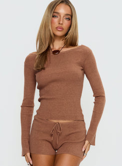 Ahani Off Shoulder Knit Top Mocha