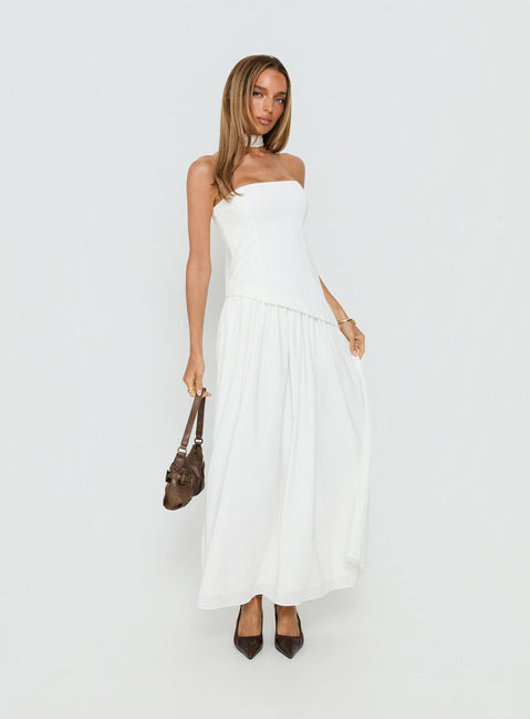 drop waist white dress long Salma Drop Waist Cotton Maxi Dress / White | MESHKI