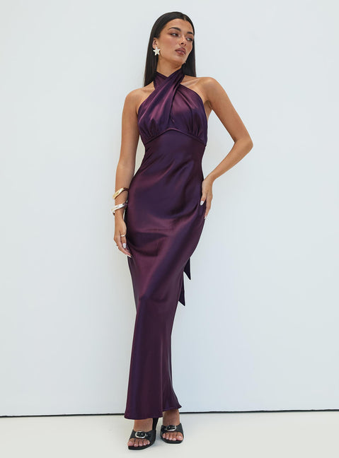 Rosaminta Halter Maxi Dress Plum | Princess Polly Rosaminta Halter Maxi Dress Plum | Princess Polly