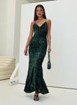 Charlette Sparkle Maxi Dress Dark Green