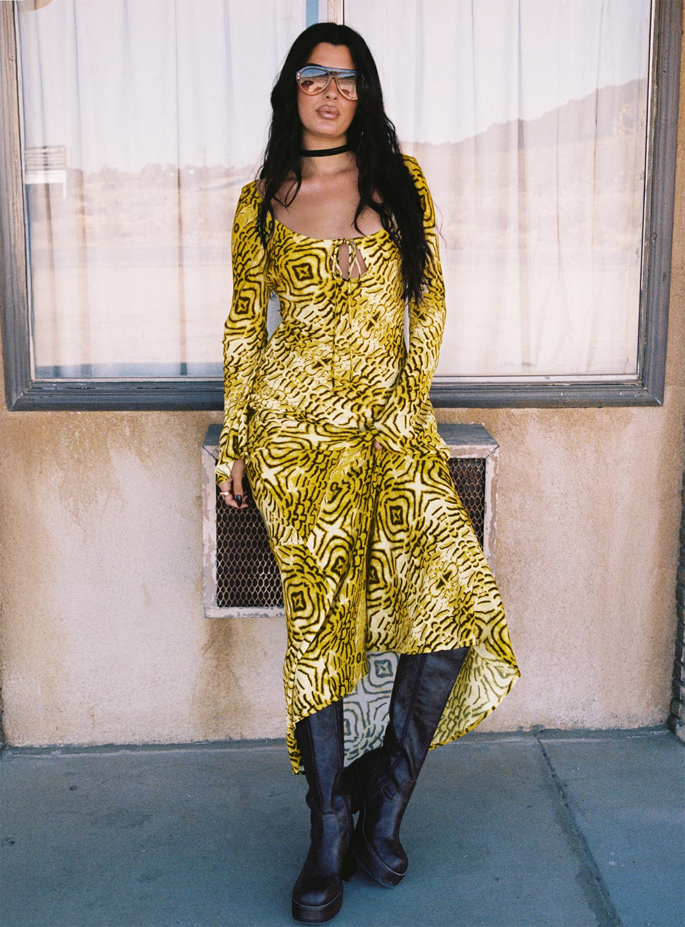 Setting Sun Long Sleeve Maxi Dress Yellow / Black | Princess Polly Setting Sun Long Sleeve Maxi Dress Yellow / Black | Princess Polly