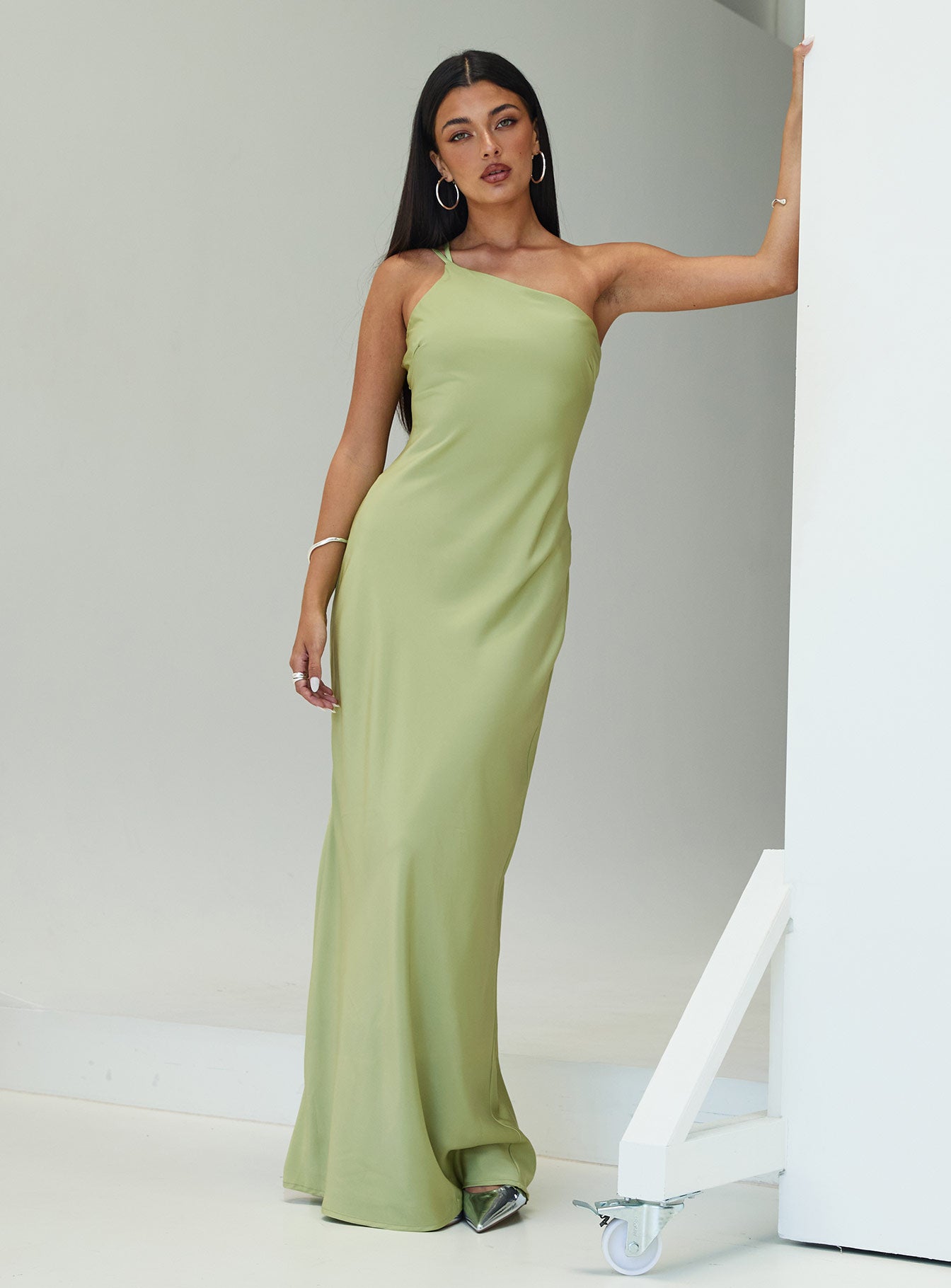 Nehemiah One Shoulder Maxi Dress Green | Princess Polly Nehemiah One Shoulder Maxi Dress Green | Princess Polly