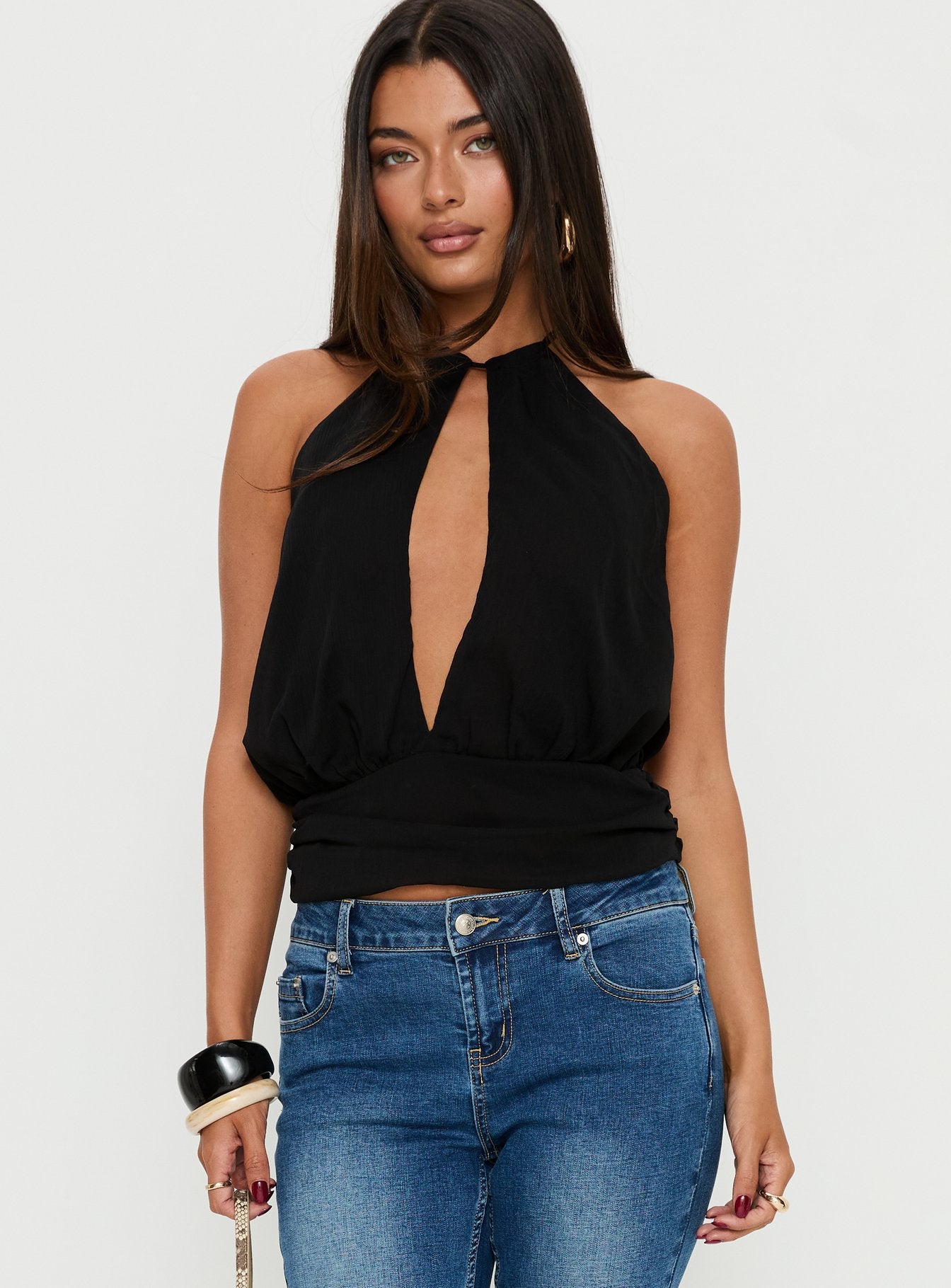 Marolyn Keyhole Top Black | Princess Polly