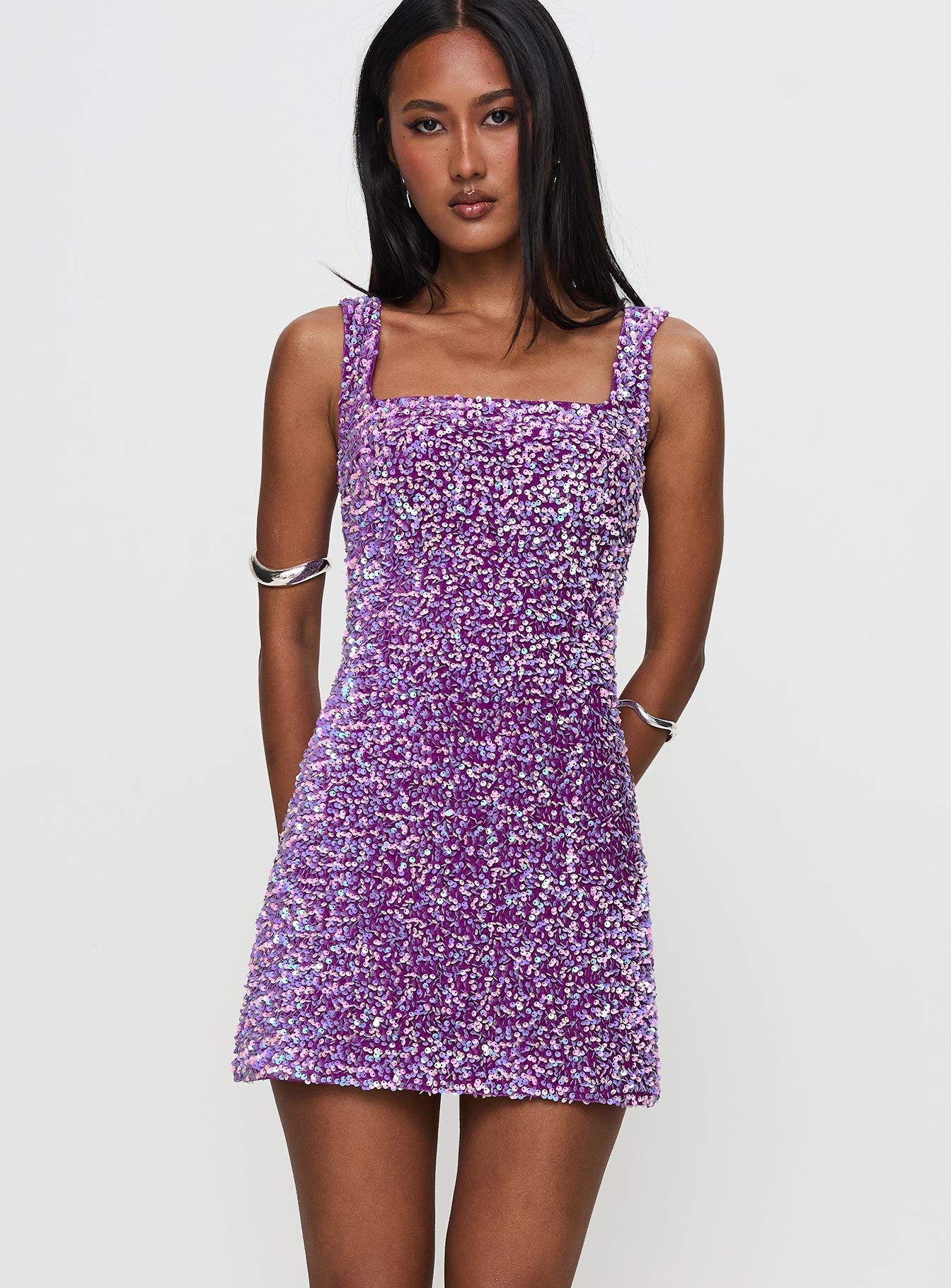 Miss Me Sequin Mini Dress Purple | Princess Polly Miss Me Sequin Mini Dress Purple | Princess Polly