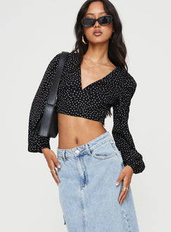 product Princess Polly Half Sleeves Square Neck  Aldon Long Sleeve Top Black