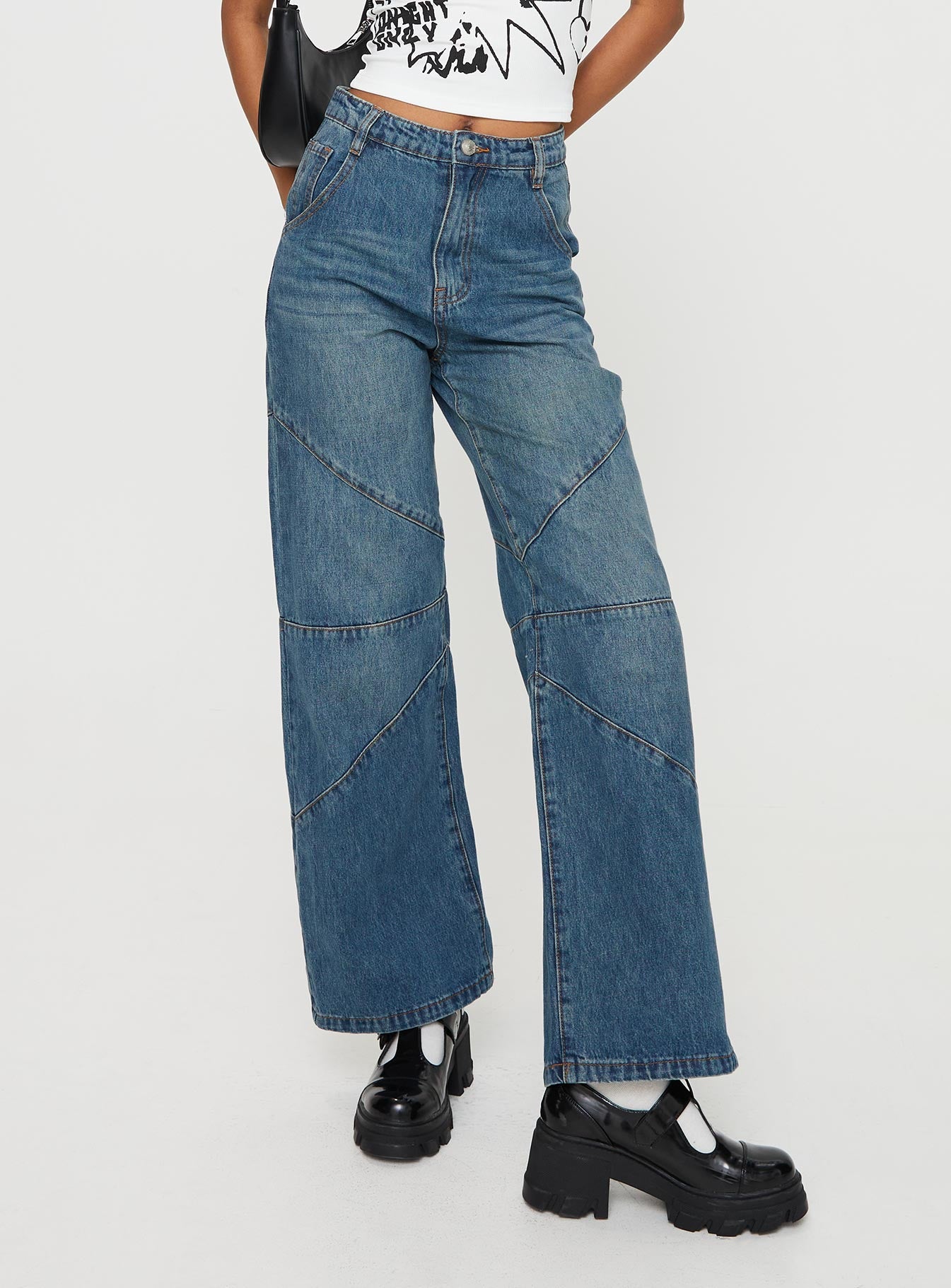 Frenta moto high waisted jean rebel blue