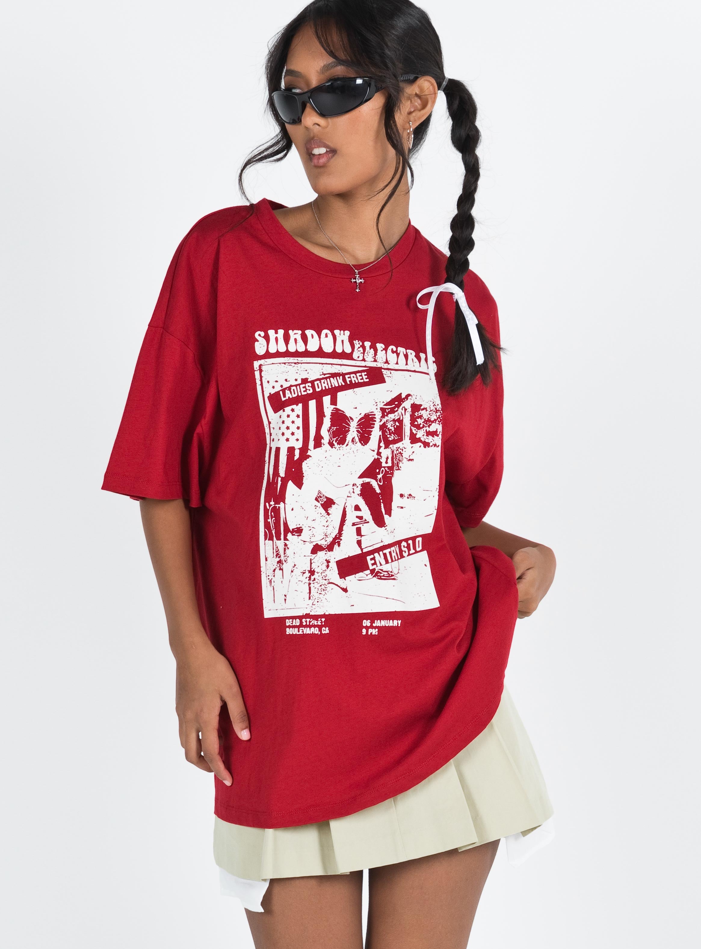 Tickets oversized tee red