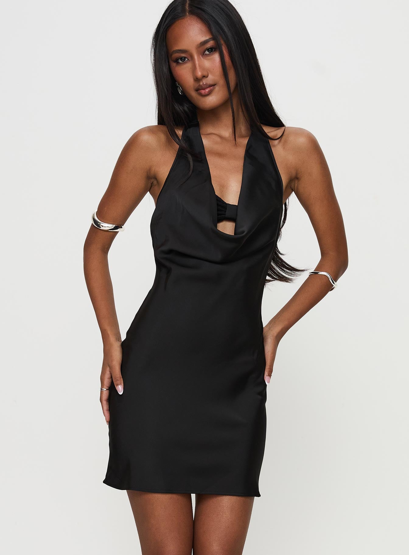 Tempeste Halter Mini Dress Black | Princess Polly Tempeste Halter Mini Dress Black | Princess Polly