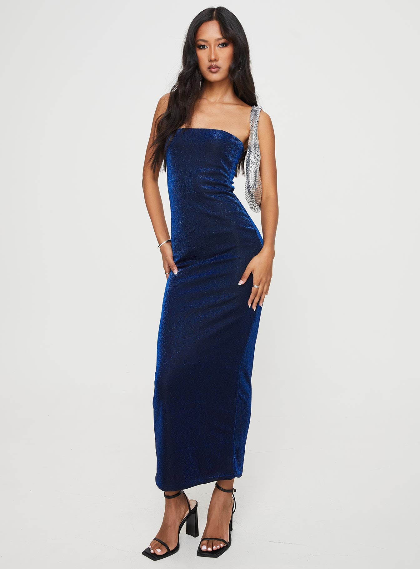 Samper Strapless Maxi Dress Navy Lower Impact | Princess Polly