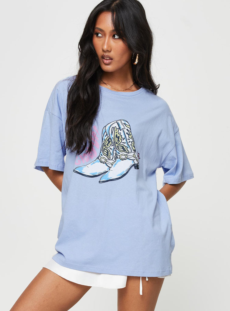 Giddy Up Oversized Tee Blue