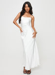 Princess Polly Square Neck  Kareena Bias Cut Maxi Dress White