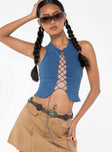 Tank top Lace up detail at front, tie fastening 