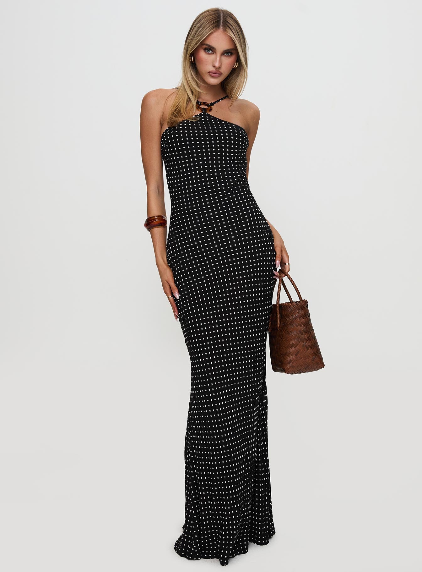 Evyn Halter Maxi Dress Polka Dot | Princess Polly Evyn Halter Maxi Dress Polka Dot | Princess Polly