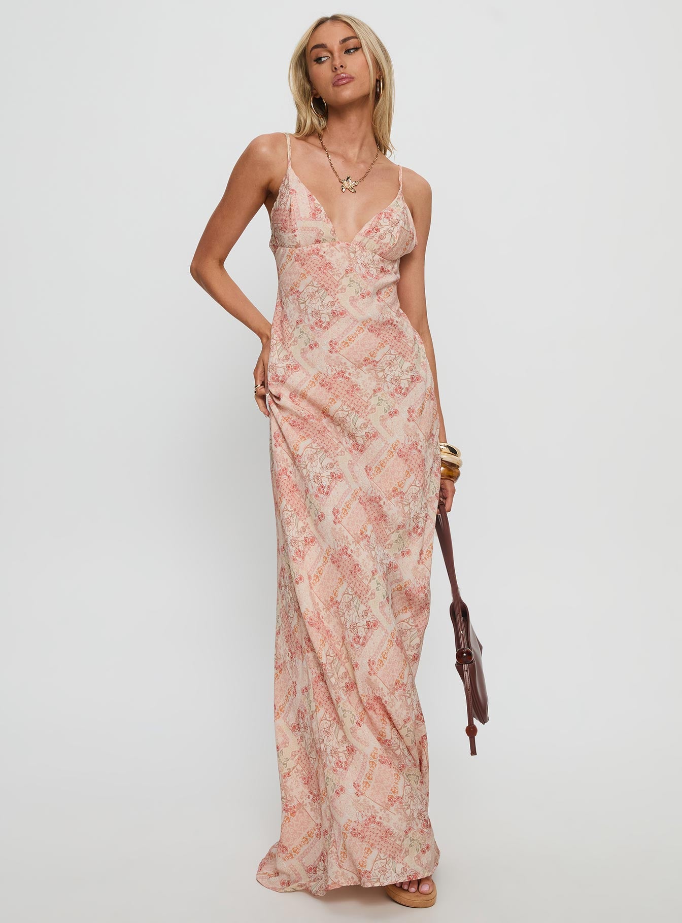 splicing dress maxi Satin Splicing Off-Shoulder Maxi Dress JardinVue