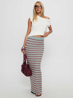   front view of model wearing Princess Polly On Air Knit Maxi Skirt Multi Stripe 