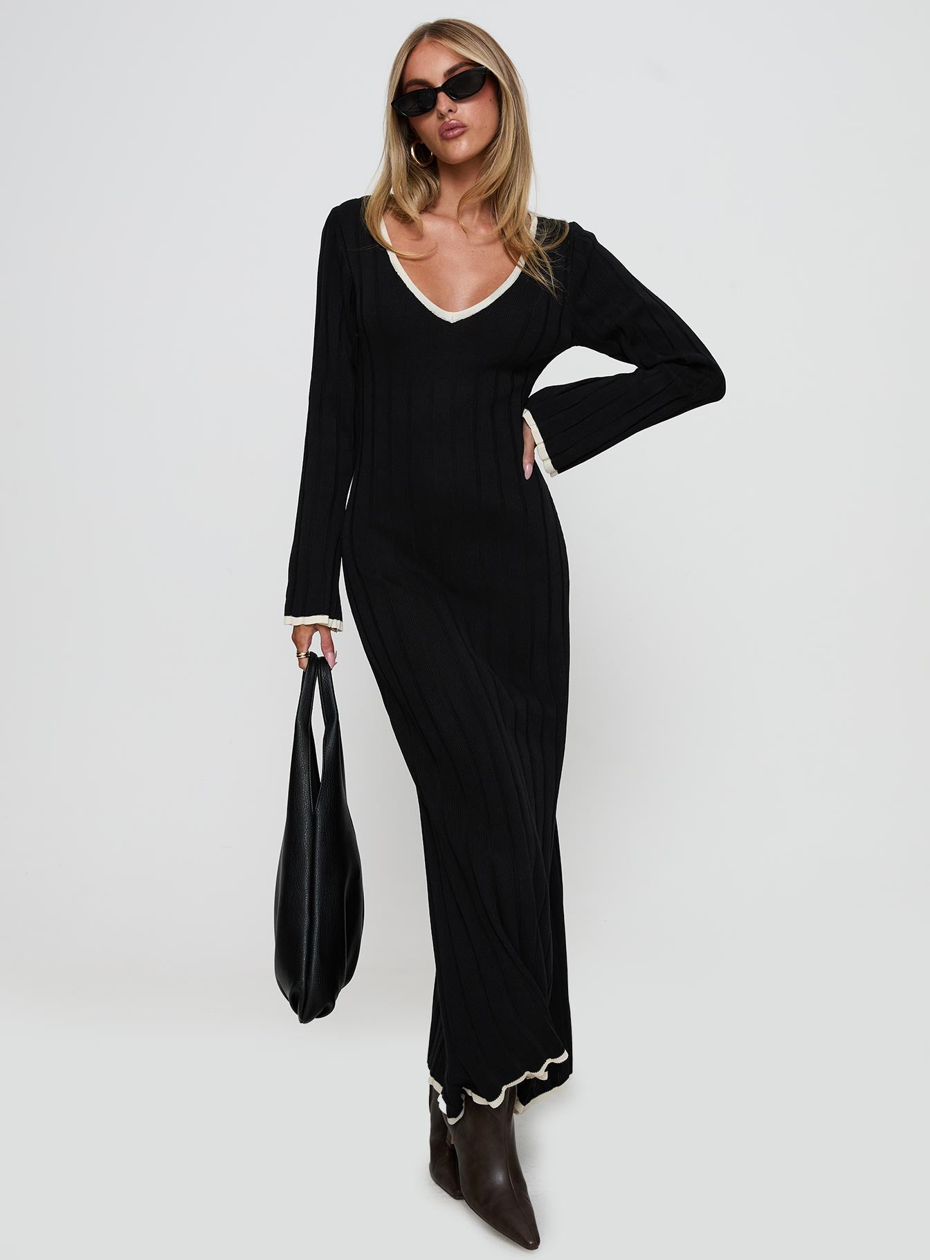 long sleeve maxi dress summer Claira Long Sleeve Maxi Dress Black