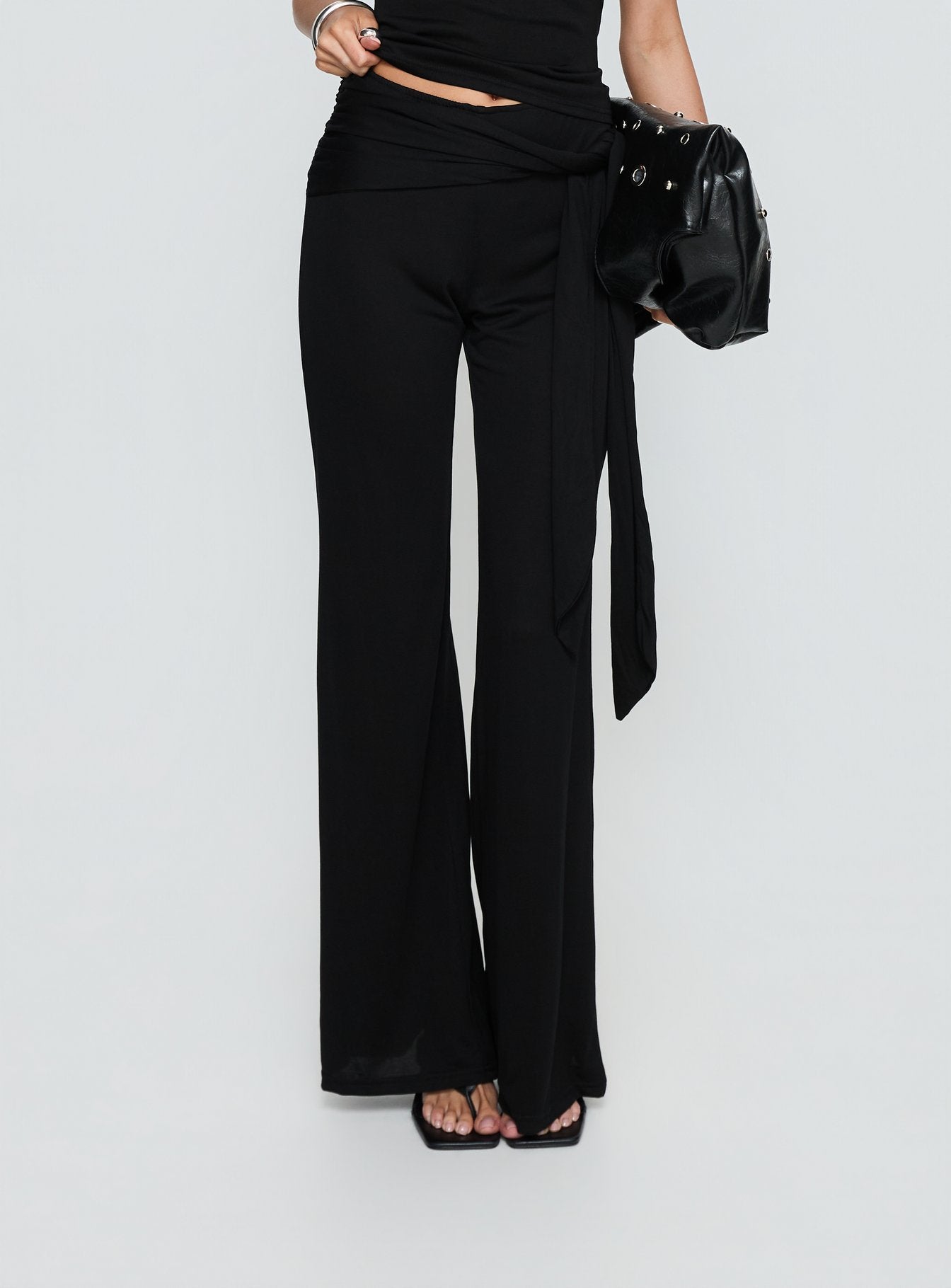 パンツ the oneness Re PE Jersey Saruel Pants Andreana Wrap Jersey Pants Black | Princess Polly