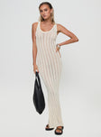 front view of model wearing Princess Polly Fransson Maxi Dress Cream Scoop Neck 