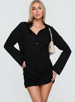 Tareno Long Sleeve Shirt Dress | Black | Womens | Princess Polly Tareno Long Sleeve Shirt Dress | Black | Womens | Princess Polly