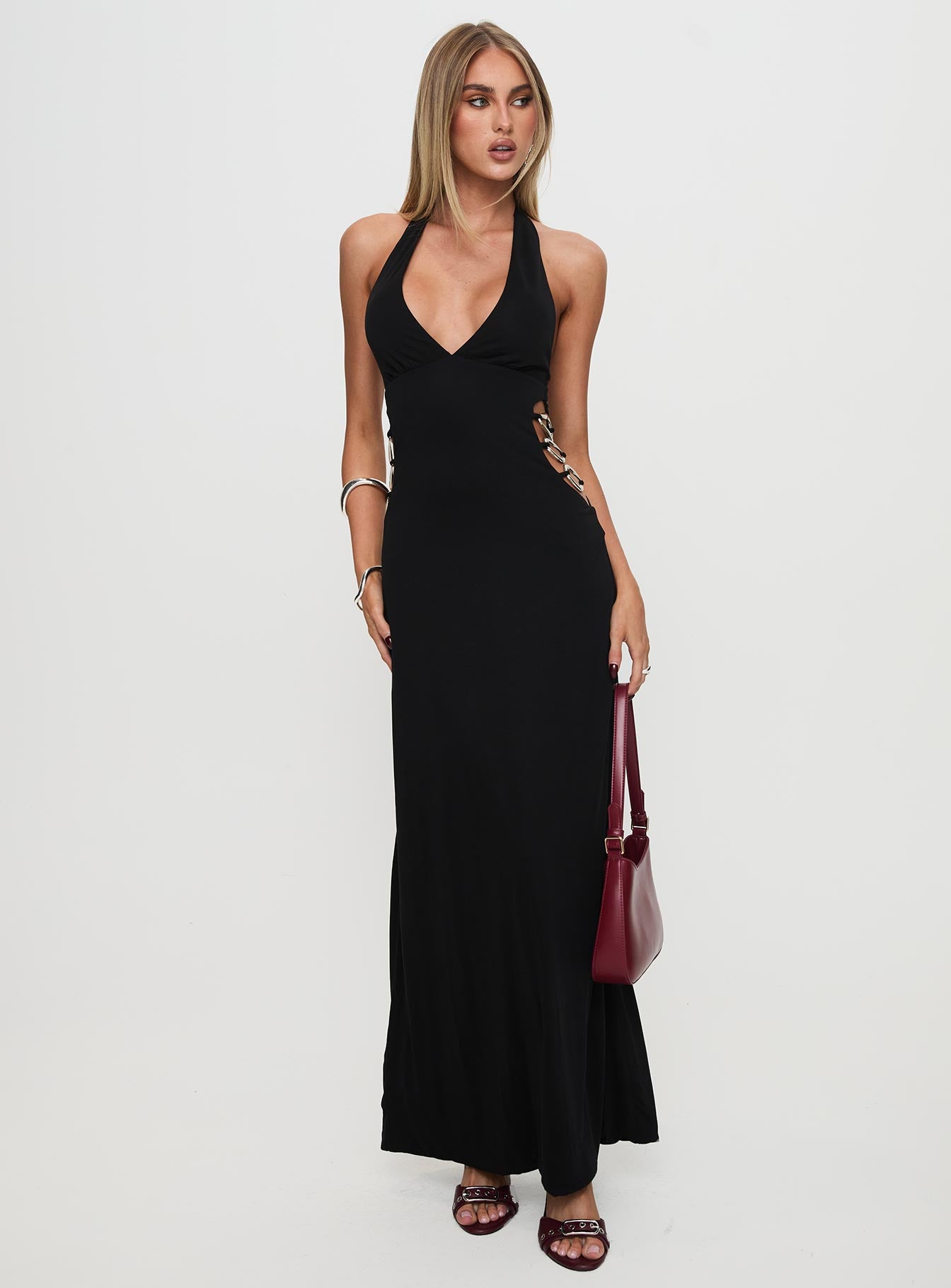 Make A Fortune Hardware Halter Maxi Dress Black | Princess Polly Make A Fortune Hardware Halter Maxi Dress Black | Princess Polly