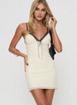 Princess Polly V-Neck  Nolane Mini Dress Cream