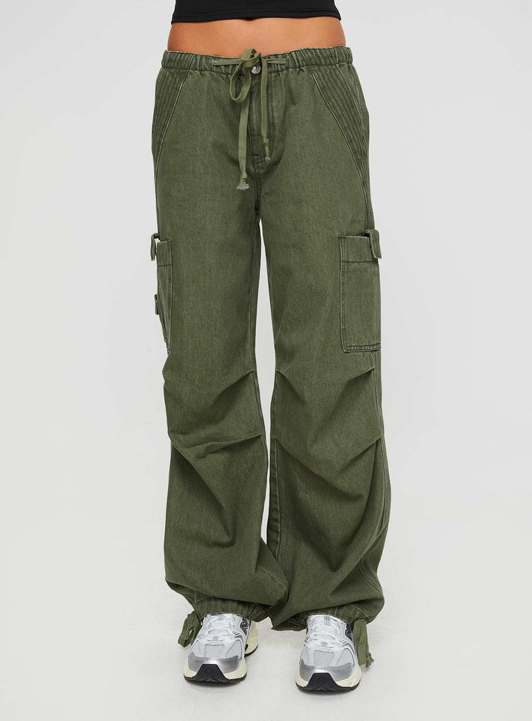 Get Low Rise Cargo Pants in Olive – For She Is Beautiful