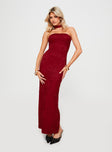 Princess Polly Straight Neck  Melantha Strapless Maxi Dress Red